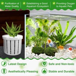 4 Pieces Aquarium Planter Pot with sponge Suction Cups breathable water-permeable For Home Fish Tank Plant Pots Holder