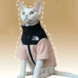 The Cat Face Color Block Fleece Jacket Hot Selling Devon Rex Cat Warm Clothes Autumn Winter Indoor Outdoor Sphynx Hairless Cat Z
