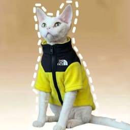 The Cat Face Color Block Fleece Jacket Hot Selling Devon Rex Cat Warm Clothes Autumn Winter Indoor Outdoor Sphynx Hairless Cat Z