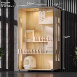 Luxury Wooden Cat Villa w/ Side Glass Indoor Large Pet Cage Eco Breathable Cat House, Oversized, Contact Us Before Order
