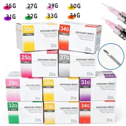 100 Pieces of 25G, 27G, 29G, 30G, 31G, 32G, 33G, 34G Painless Ultra-Fine Veterinary Pet Beauty Needles Disposable Injection Punc