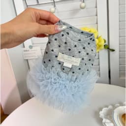 1pc Cute heart-shaped printed dog chiffon pet dog dress, gray with leaf ring pet harness dress for Small Dogs