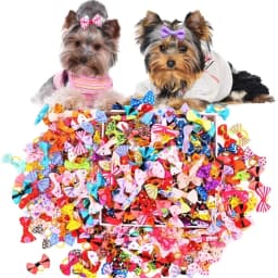 10pcs Creativity Pet Hair Accessories Bow Polyester Cute Puppy Bow with Rubber Band Suitable for Dogs Cat Grooming Accessories