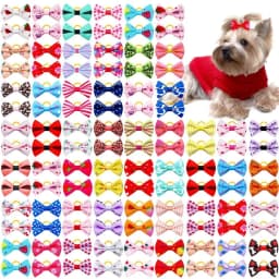10pcs Creativity Pet Hair Accessories Bow Polyester Cute Puppy Bow with Rubber Band Suitable for Dogs Cat Grooming Accessories