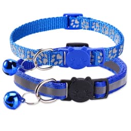 Reflective Glowing Pet Collar for Cats Dogs with Bell Safety Buckle and Dog Paw Print