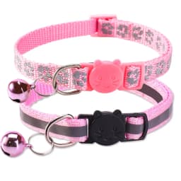 Reflective Glowing Pet Collar for Cats Dogs with Bell Safety Buckle and Dog Paw Print
