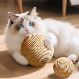 Large Sisal Cat Ball Toy, Interactive Scratching Chew Toy, Teeth Cleaning Self-Play Toy for Indoor Cats and Kittens