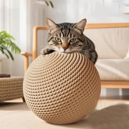 Large Sisal Cat Ball Toy, Interactive Scratching Chew Toy, Teeth Cleaning Self-Play Toy for Indoor Cats and Kittens