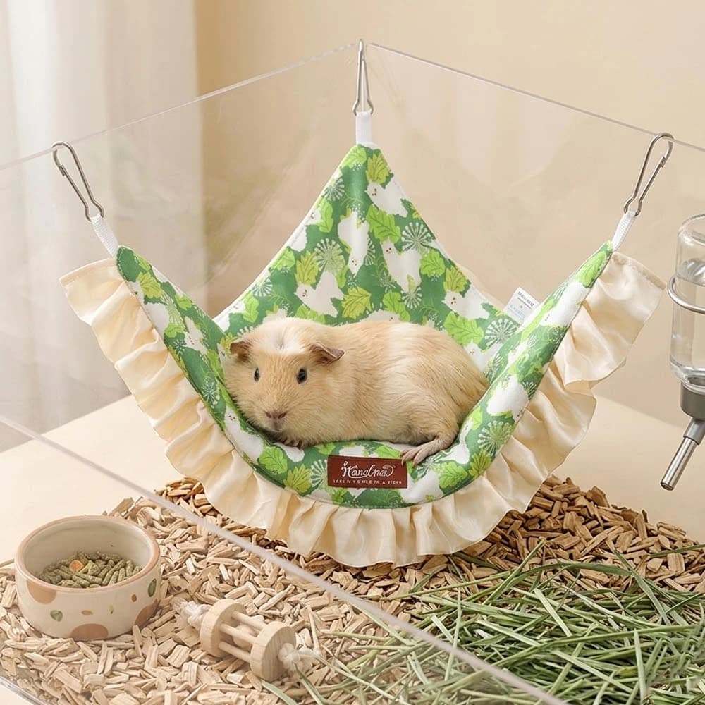 1 PC Triangle Small Pet Hammock Guinea Pig Bed Hanging Corner Hideout for Pet Hamster Bird Squirrel Breathable Lace Nest Supply