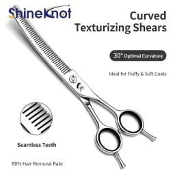 SHINENOT Pet Beauty Scissors 7inch Fish Bone Dense Teeth Scissors Bending And Trimming Hair Curved Teeth Scissors Pet Scissors