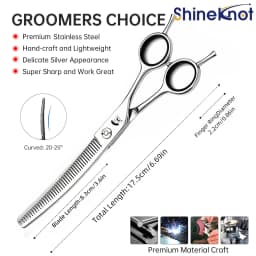 SHINENOT Pet Beauty Scissors 7inch Fish Bone Dense Teeth Scissors Bending And Trimming Hair Curved Teeth Scissors Pet Scissors