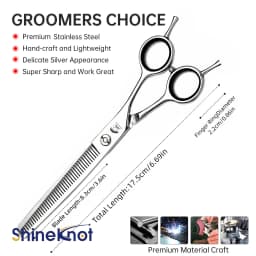 SHINENOT Pet Beauty Scissors 7inch Fish Bone Dense Teeth Scissors Bending And Trimming Hair Curved Teeth Scissors Pet Scissors