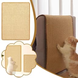 Natural Sisal Cat Scratching Mat Large Size Non-Shedding Wall Scratchers Adhesive Hook Loop Portable Cat Scratch Pad Indoor