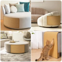 Natural Sisal Cat Scratching Mat Large Size Non-Shedding Wall Scratchers Adhesive Hook Loop Portable Cat Scratch Pad Indoor