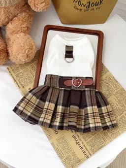 British Cute Plaid Pleated Pet Skirt Autumn and Winter New Pet Clothing College Style Dog Clothing Pet Dress