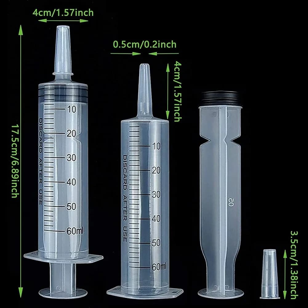 60/100ml Reusable Plastic Nutrient Filling Syringe Measuring Syringe Without Needle Syringe Glue for Animal Food Feeding