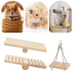 Pet Hamster Wooden Seesaw Climbing Platform Bridge for Small Pet Squirrel Hamster Rabbit Hammock Pet Bird Cage Parrot Swing Toy
