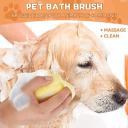 Dog Bathing Brush Pet Massage Shampoo Dispenser Rubber Bristle Shower Grooming Tool for Dogs And Cats