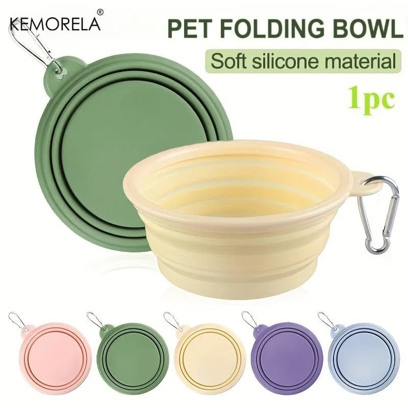 Foldable Pet Bowl Dog Drinking Bowl Thickened Foldable Pet Bowl Thickened Portable Pet Tableware Dog Travel Bowl