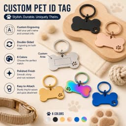 Custom Name Dog Tags Double-sided Personalized Text Dog ID Tag Bone Shaped Stainless Steel Laser Engraving Customized Pets ID Ta