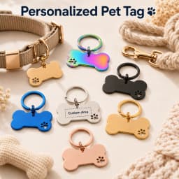 Custom Name Dog Tags Double-sided Personalized Text Dog ID Tag Bone Shaped Stainless Steel Laser Engraving Customized Pets ID Ta