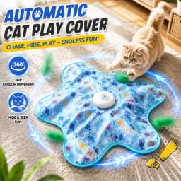 Electric Interactive Cat Toy Play Cover Mat 360 Random Movement Feather Teaser Hide Seek Design Automatic Cat Hunting Toy