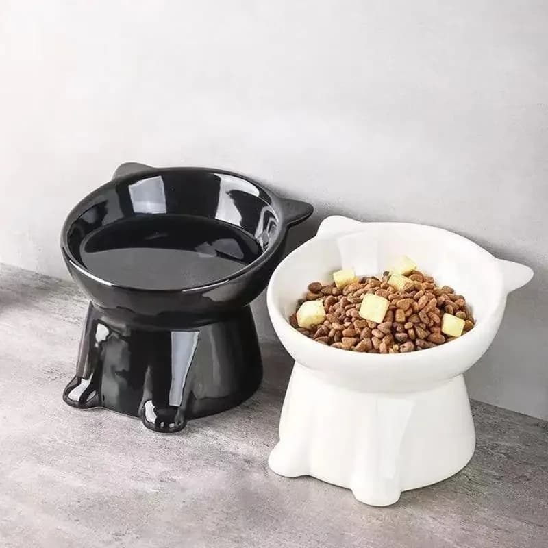 Elevated Slanted Anti Tip Cat Bowl Neck Protection Dual Purpose Pet Food Water Feeder Large Capacity Pet Supplies