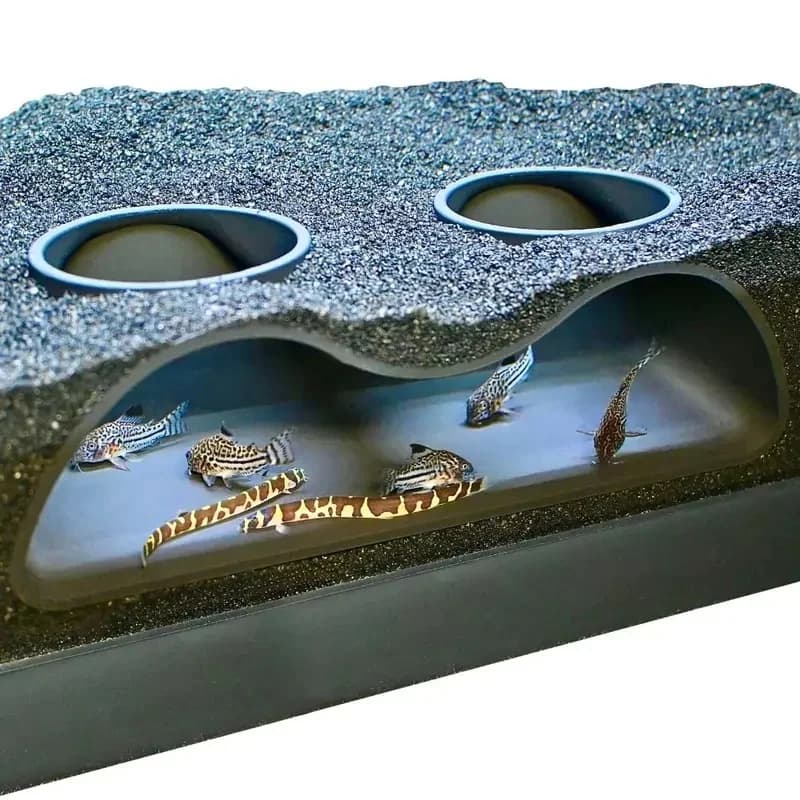 1Pcs Multifunctional Two Holes Underground Aquarium Tunnel Curved Gravel Substrate Cave Fish Hiding Shelter Reptile Hideout Orna