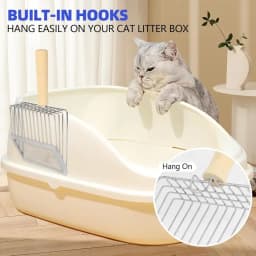 Cat Litter Shovel Wood Handle Metal Scooper with Hook Portable Stainless Steel Sifting Kitten Toilet Cleaning Tool Pet Products