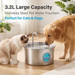 3.2L Large Capacity Stainless Steel Cat Dog Pet Drink Fountain 5V USB Silent Water Pump Dispenser USB Fountain Water Bowl
