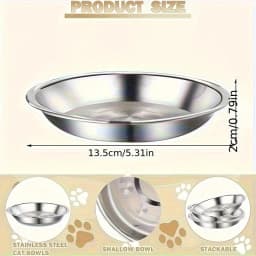 2/4/8pcs Slip Resistant Stainless Steel Cat Bowl – Low-Profile Wide Design for Kittens Small Pets Anti-Tip Base Feeding Station