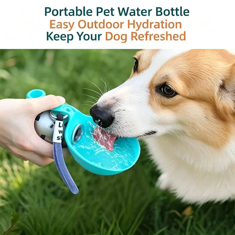 Pet Dogs Cat Drinking Bottle Plastic with Lanyard Outdoor Foldable Water Dispensers Leak-proof Compact Travel Pet Water Bottle