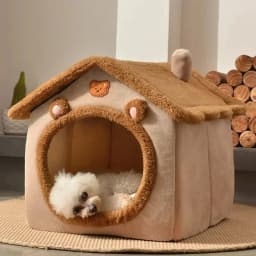 Winter Warm Foldable Pet House Detachable Washable Liner Comfort Kennel Bed for Small Medium Dogs and Cats Indoor Rest Nest