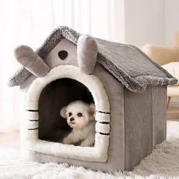 Winter Warm Foldable Pet House Detachable Washable Liner Comfort Kennel Bed for Small Medium Dogs and Cats Indoor Rest Nest