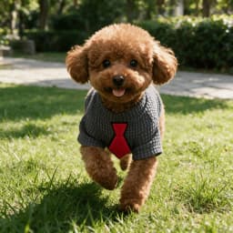 Waffle Knit Red Tie Pet Shirt, Gentleman Style Short Sleeve Casual Dog Top for Small & Medium Pets
