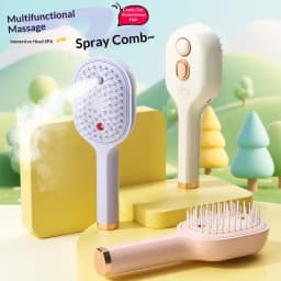 Electric Steam Hair Straightening Brush Water Spray Wet Dry Use USB-C Fast Charging Portable Hair Tool for Salon Travel Use