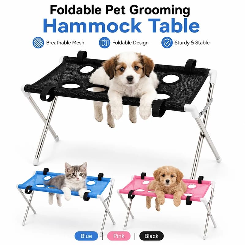 Pet Dog Bath Holder Grooming Hammock Stand Foldable Super Strong Fixation Anti Scratch Anti Bite Bathing Nail Trimming Chair
