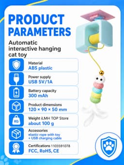 Aoifn Automatic Cat Toy, Electric Hanging Door Frame Cat Toy with Rechargeable Battery, Interactive Flying Bird Toy for Indoor