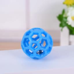 Durable Hollow Rubber Pet Chew Ball with Bell Sound Dog Cat Teeth Cleaning Toy Interactive Play Toy for Small Medium Pets