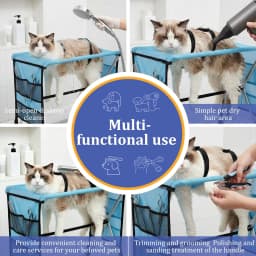 Foldable Pet Grooming Bath Table with Fixed Leash, Portable Dog Cat Washing Drying Trimming Table Anti-Slip Pet Bathing Stand Fo
