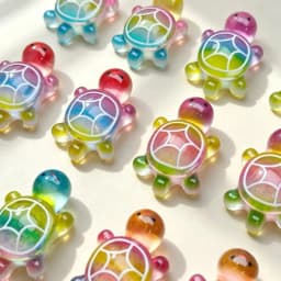 100pcs 2.6*cm Mini Colorful Gradient Color Turtle Home Decor Landscape Resin Crafts Turtles Garden Fish Tank Miniatures Ornament