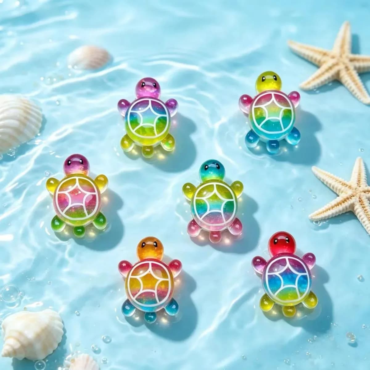 100pcs 2.6*cm Mini Colorful Gradient Color Turtle Home Decor Landscape Resin Crafts Turtles Garden Fish Tank Miniatures Ornament