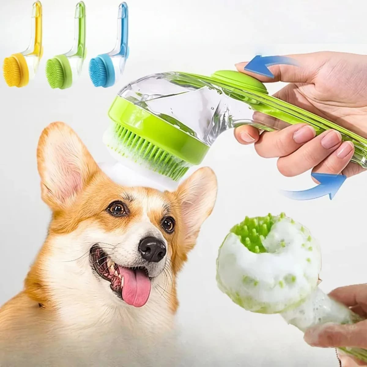 Pet Bathing Brush Long Handle Add‑Liquid Soft Silicone Massage for Dogs & Cats Bath Cleaning Pet Grooming Tool Pet Supplies