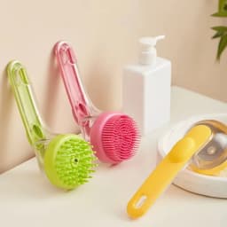 Pet Bathing Brush Long Handle Add‑Liquid Soft Silicone Massage for Dogs & Cats Bath Cleaning Pet Grooming Tool Pet Supplies
