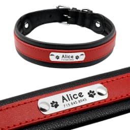 Leather Dog Collar Personalized Collar For Big Large Dogs Custom Engraved Nameplate Pet ID Tag Collars German Shepherd Pitbull