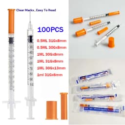 100pcs Plastic Veterinary Syringe With Needles 1ml 0.5ml 30G 31G Animal Sterile Disposable Syringe Pet Medical And Supplements