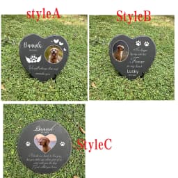 Personalized Pet Memorial Stone with Photo Printing Dog Grave Marker Plaque Custom Pet Memorial Garden Stone Slate with Name