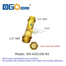 DGOzone PVDF KH-A25100-N 1/2" Venturi Injector with valve Orifice 1mm/2mm/3mm Mixing Gas Liquid for Spa Garden Irrigation
