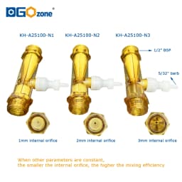 DGOzone PVDF KH-A25100-N 1/2" Venturi Injector with valve Orifice 1mm/2mm/3mm Mixing Gas Liquid for Spa Garden Irrigation