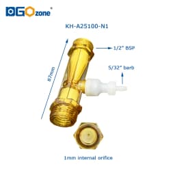 DGOzone PVDF KH-A25100-N 1/2" Venturi Injector with valve Orifice 1mm/2mm/3mm Mixing Gas Liquid for Spa Garden Irrigation